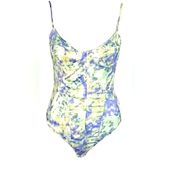 Zara Tops - Zara Corset style tie dye bustier bodysuit watercolor lavender top small